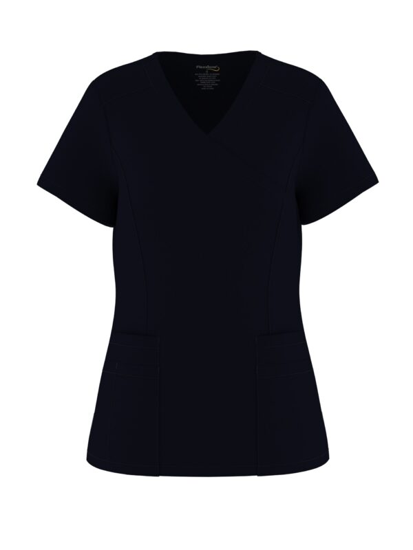 LADIES MOCK WRAP 4 POCKET TOP - Image 2