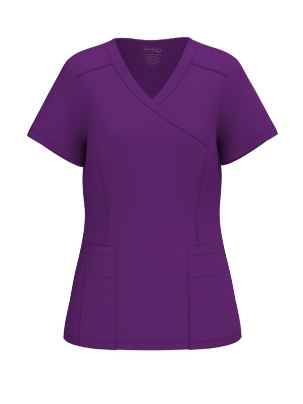 LADIES MOCK WRAP 4 POCKET TOP - Image 3