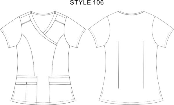 LADIES MOCK WRAP 4 POCKET TOP