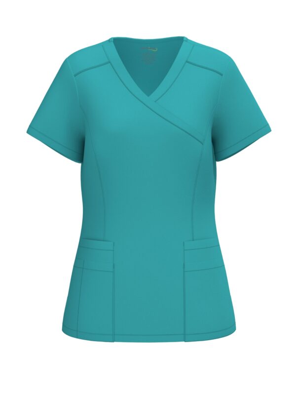 LADIES MOCK WRAP 4 POCKET TOP - Image 6