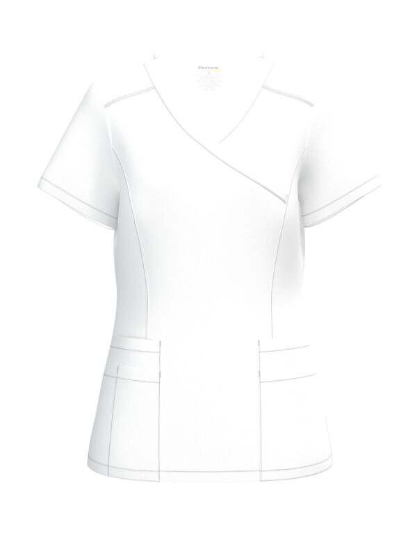 LADIES MOCK WRAP 4 POCKET TOP - Image 7