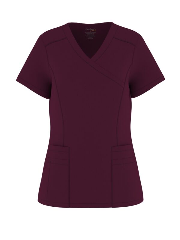 LADIES MOCK WRAP 4 POCKET TOP - Image 8